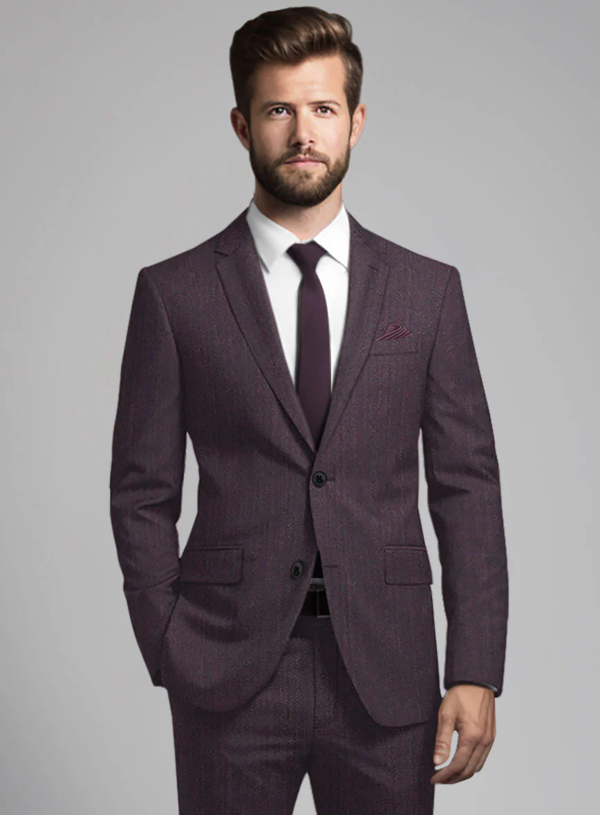 Purple Herringbone Wool Jacket - Image 2