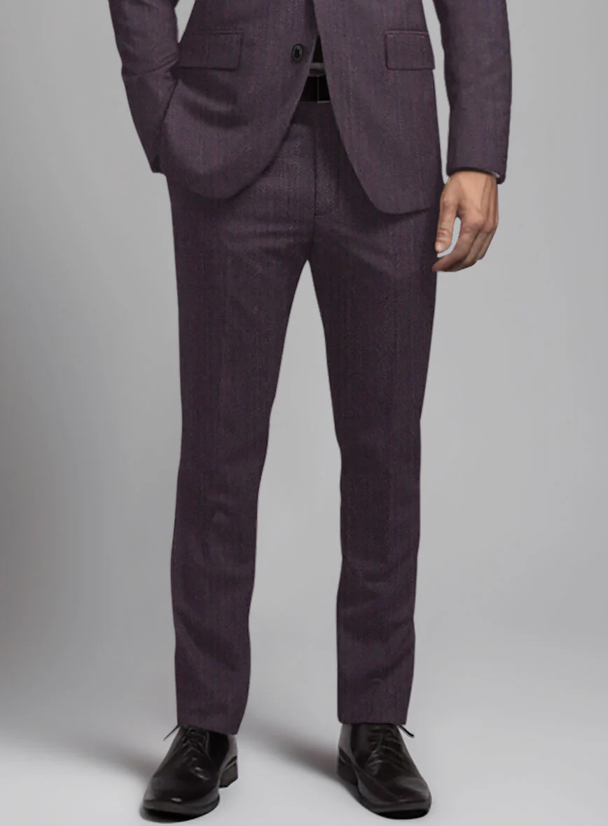 Purple Herringbone Wool Pants - Image 2