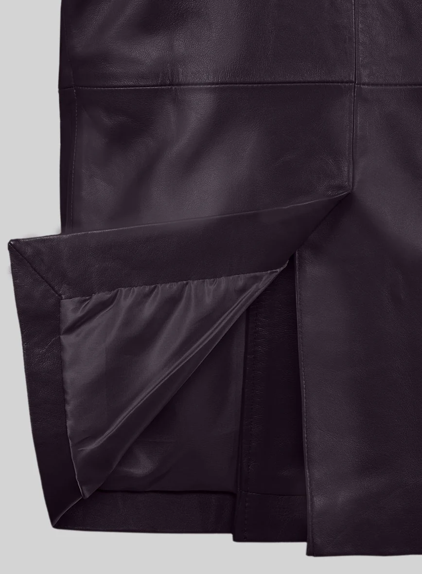 Purple Leather Pea Coat - Image 2