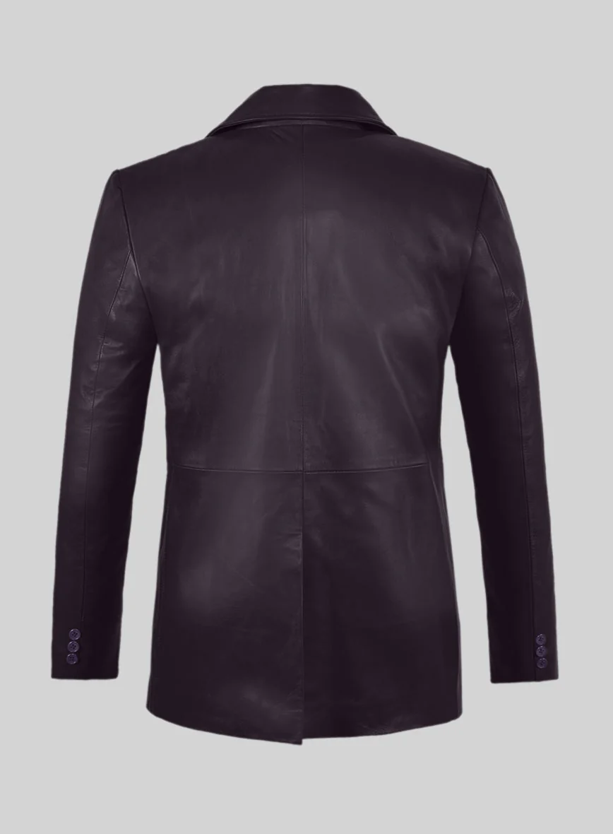 Purple Leather Pea Coat - Image 3