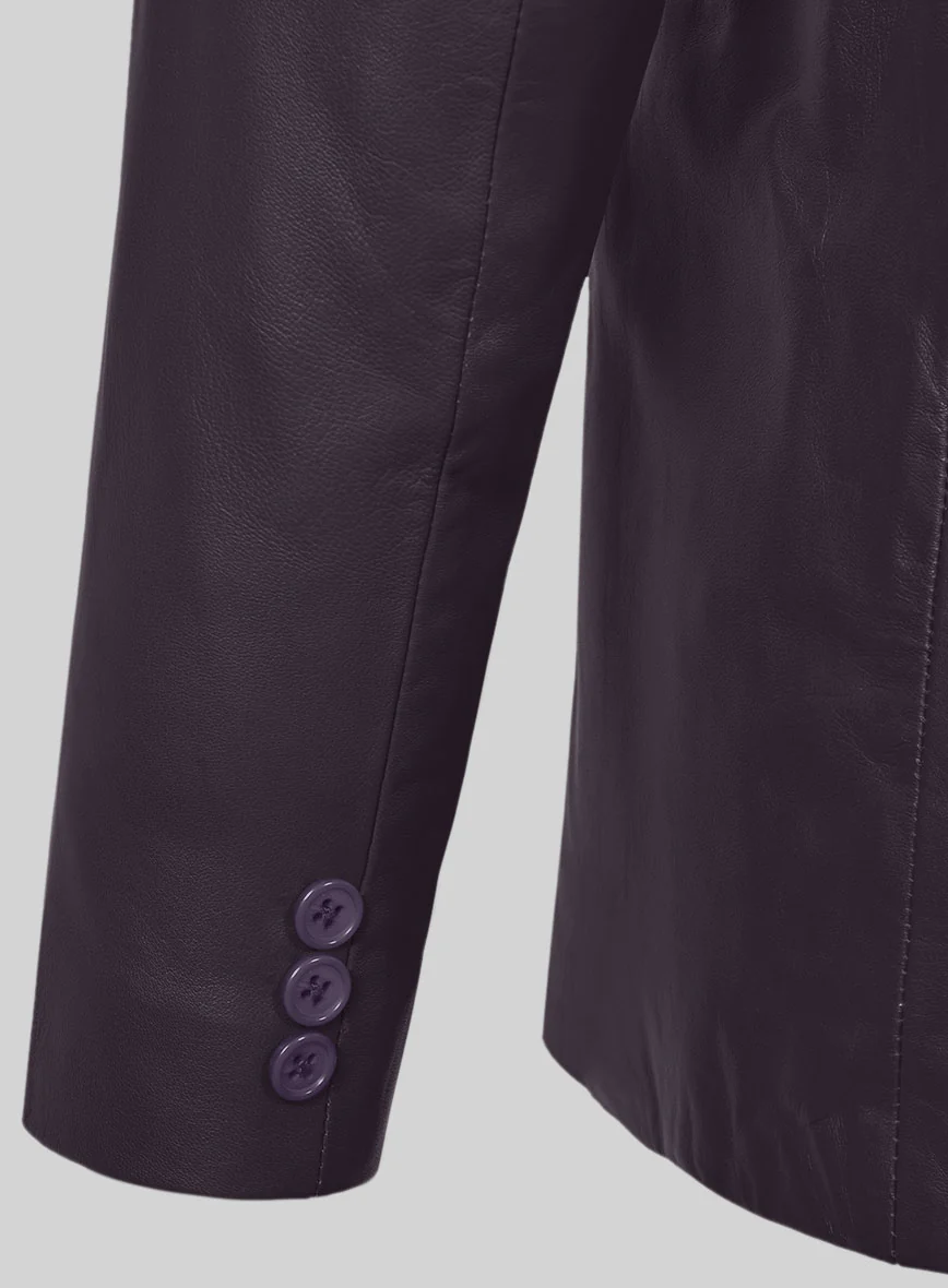 Purple Leather Pea Coat - Image 4