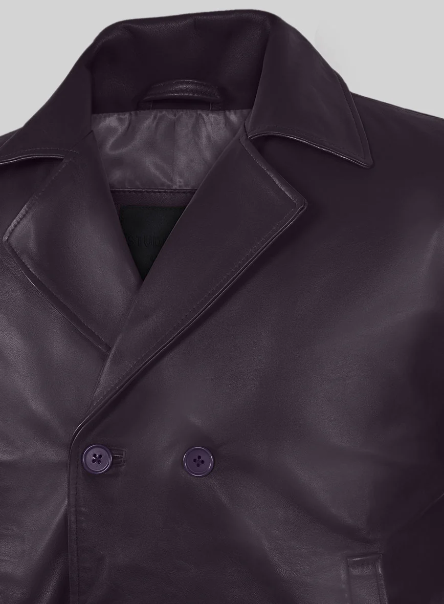 Purple Leather Pea Coat - Image 5