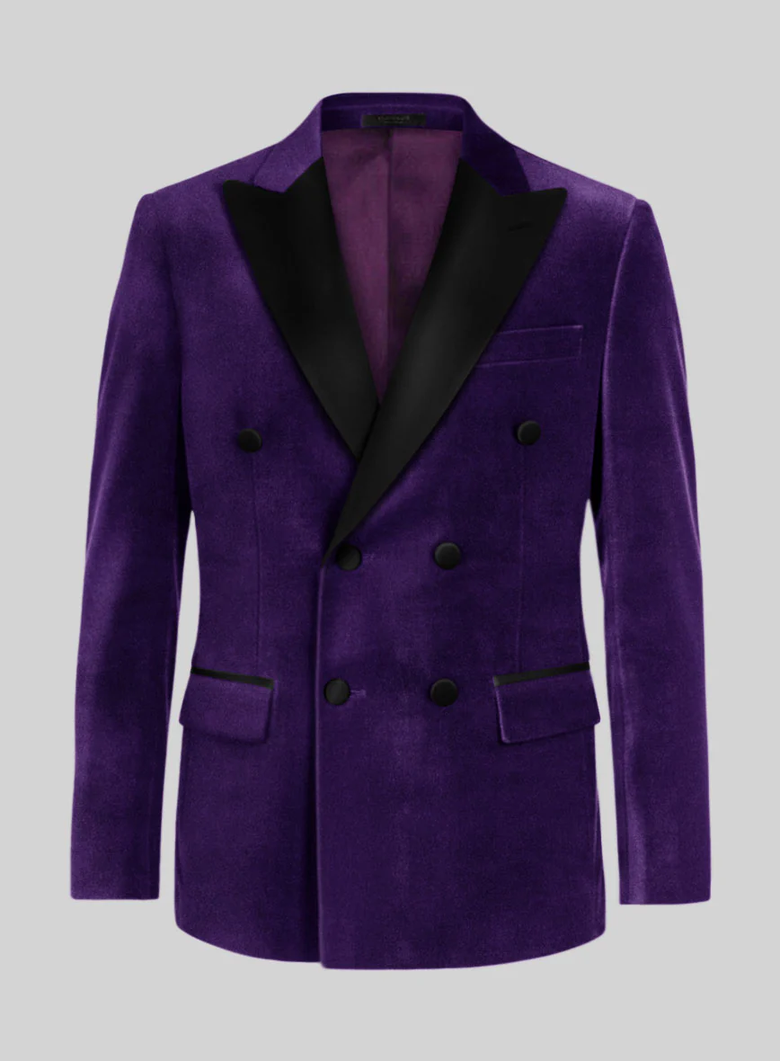 Purple Velvet Double Breasted Tuxedo Suit - Image 2