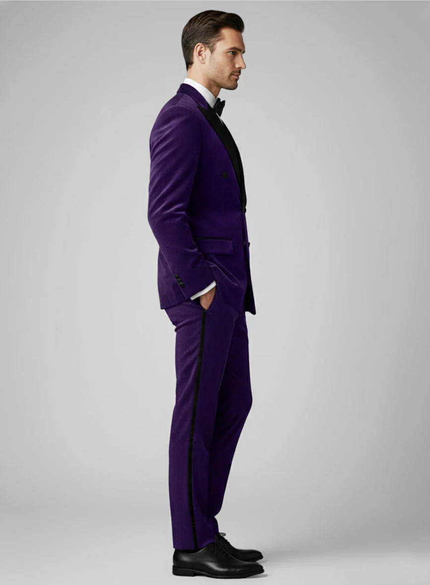 Purple Velvet Double Breasted Tuxedo Suit - Image 4