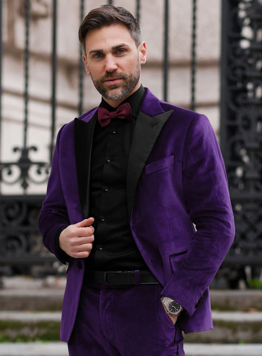 Purple Velvet Tuxedo Suit - Image 3