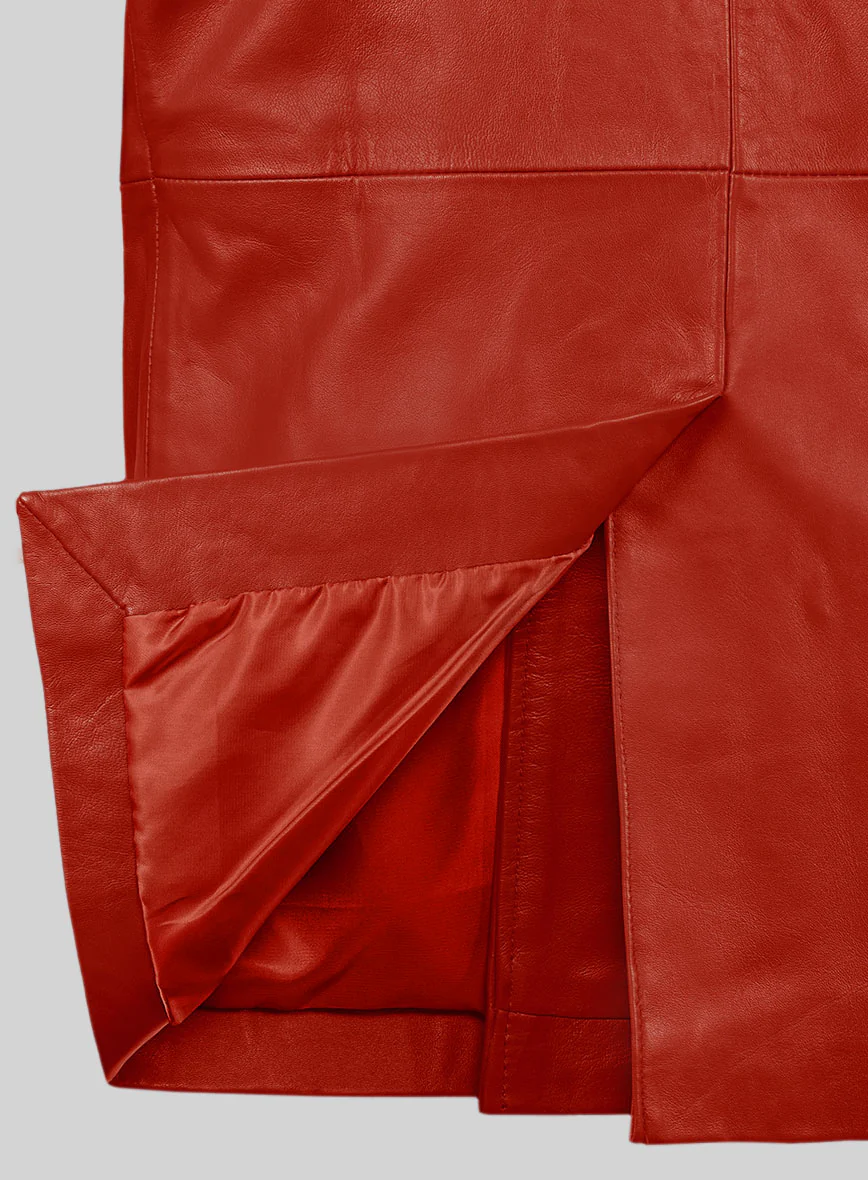 Red Leather Pea Coat - Image 2