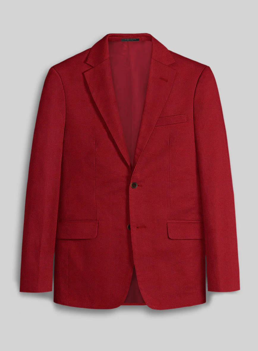 Red Napoli Stretch Light Weight Cotton Suit - Image 2