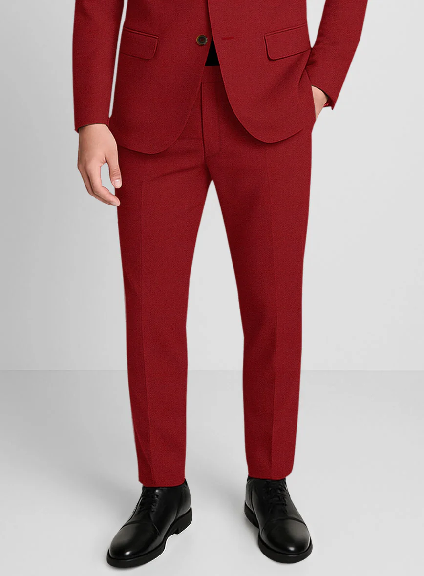 Red Napoli Stretch Light Weight Cotton Suit - Image 5