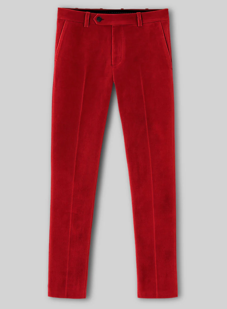 Red Velvet Double Breasted Tuxedo Suit - Image 6