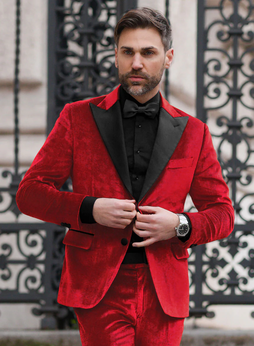 Red Velvet Tuxedo Jacket - Image 2