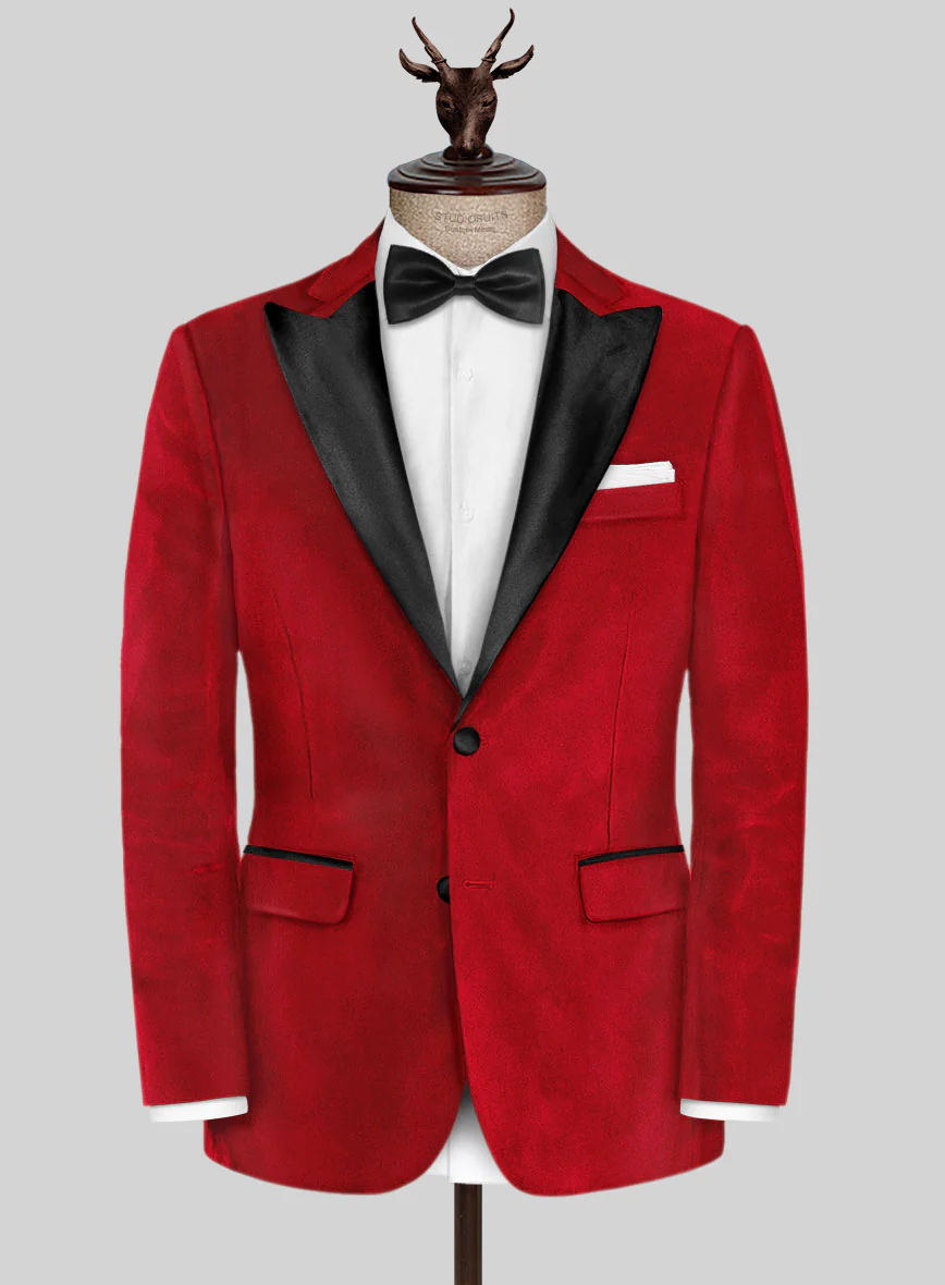 Red Velvet Tuxedo Suit - Image 3