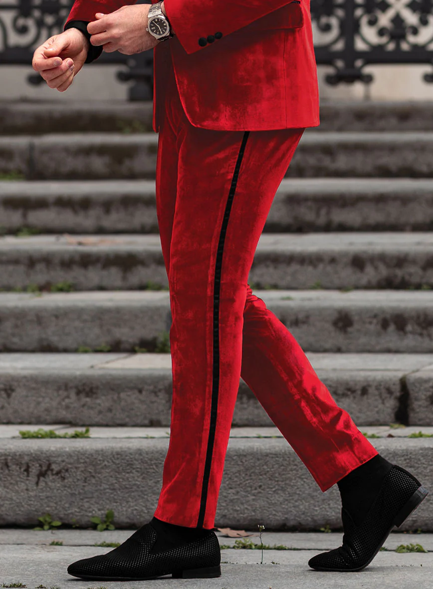 Red Velvet Tuxedo Suit - Image 8