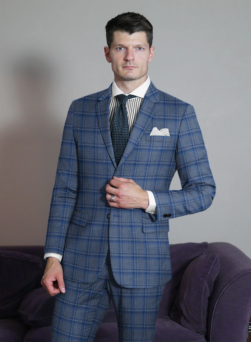 Reda Agodi Blue Checks Wool Jacket - Image 2