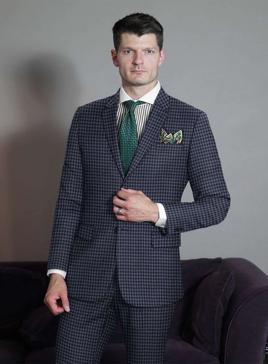 Reda Antina Blue Houndstooth Wool Jacket - Image 2