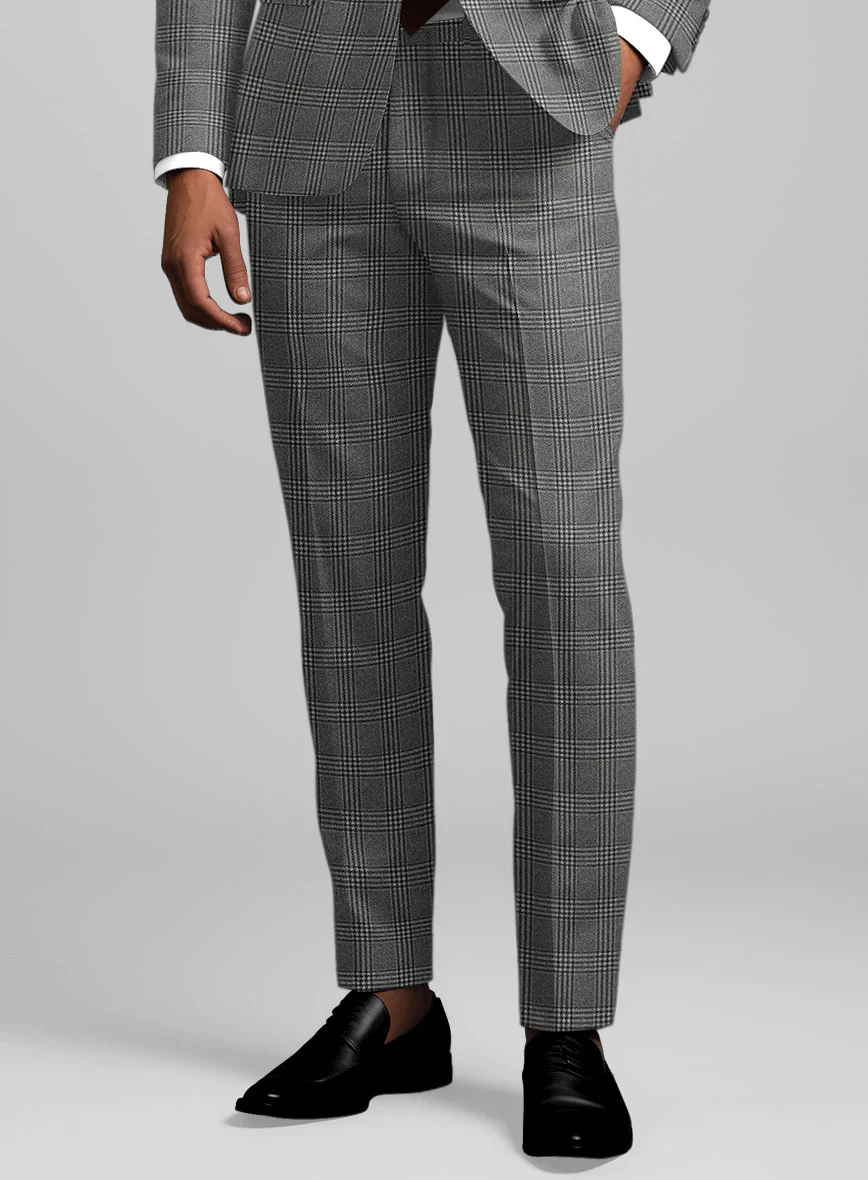 Reda Azelo Gray Checks Wool Pants - Image 2
