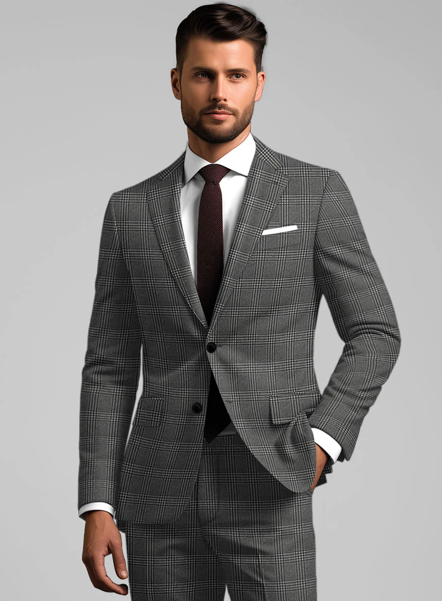 Reda Azelo Gray Checks Wool Suit - Image 4