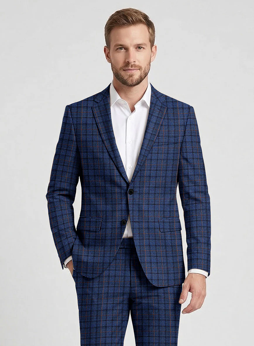 Reda Azul Blue Checks Wool Jacket - Image 2