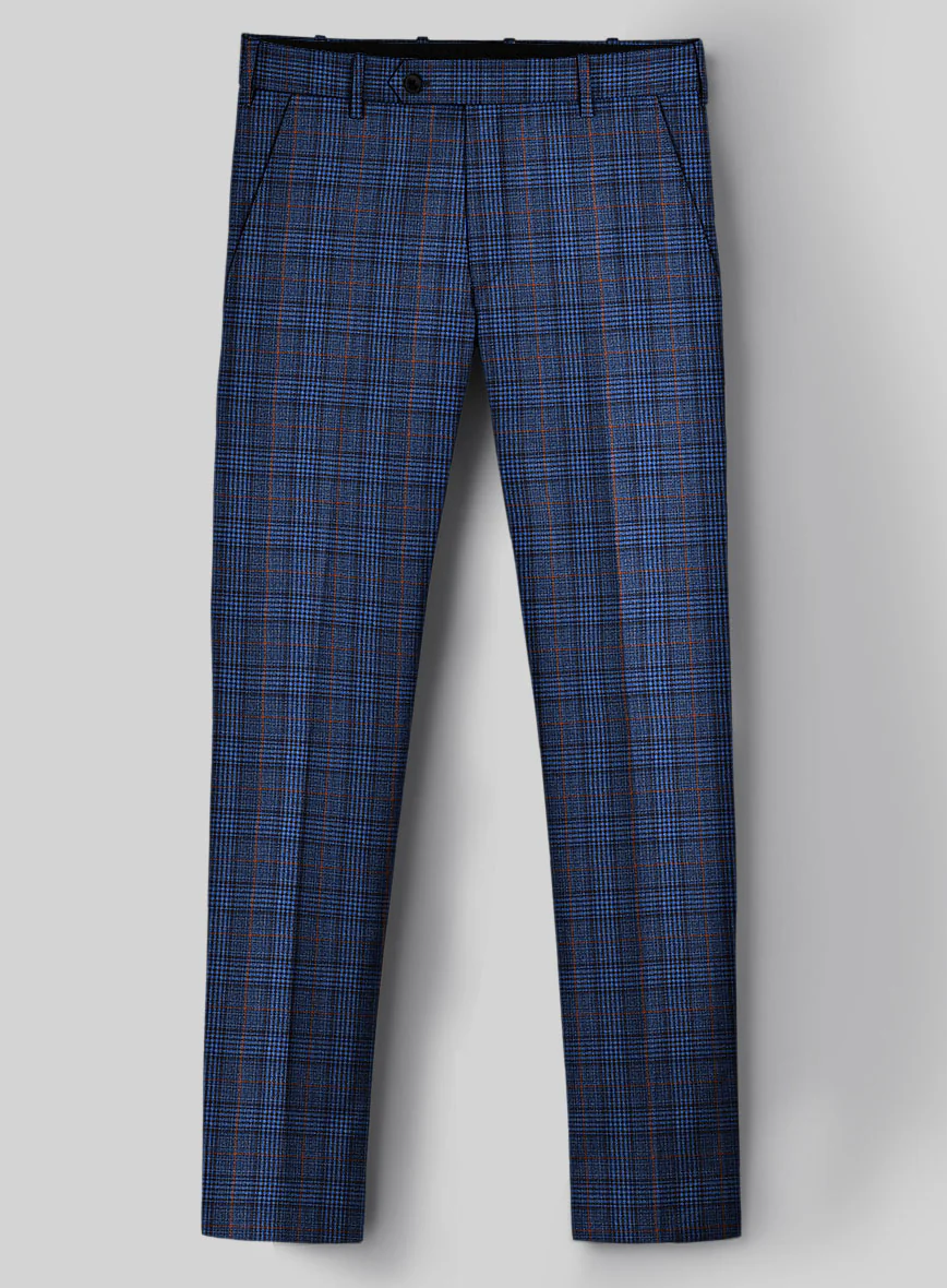 Reda Azul Blue Checks Wool Pants - Image 2