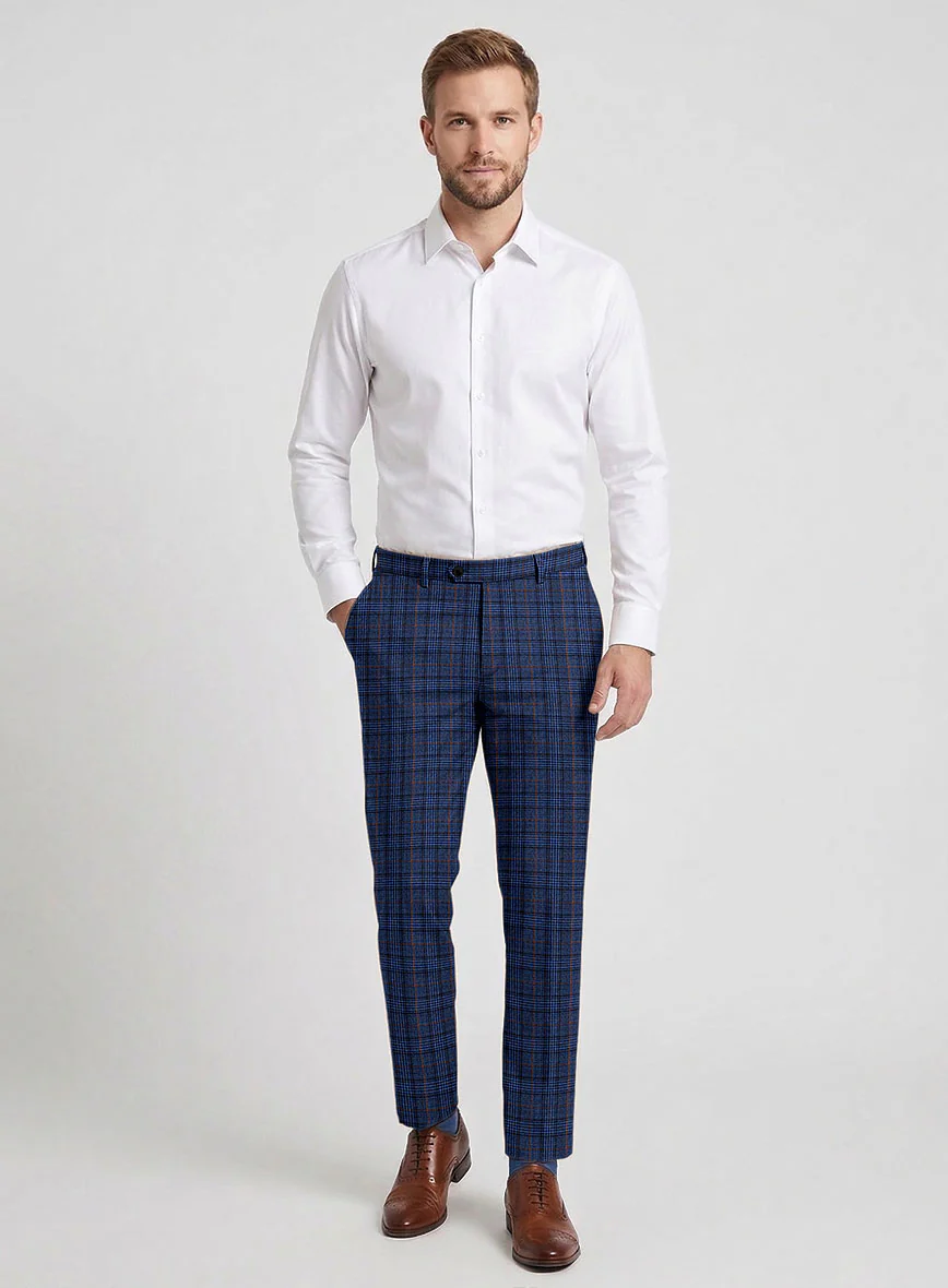 Reda Azul Blue Checks Wool Pants - Image 3