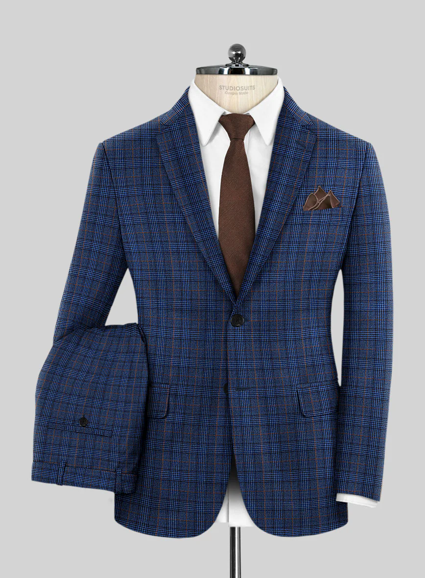 Reda Azul Blue Checks Wool Suit - Image 2