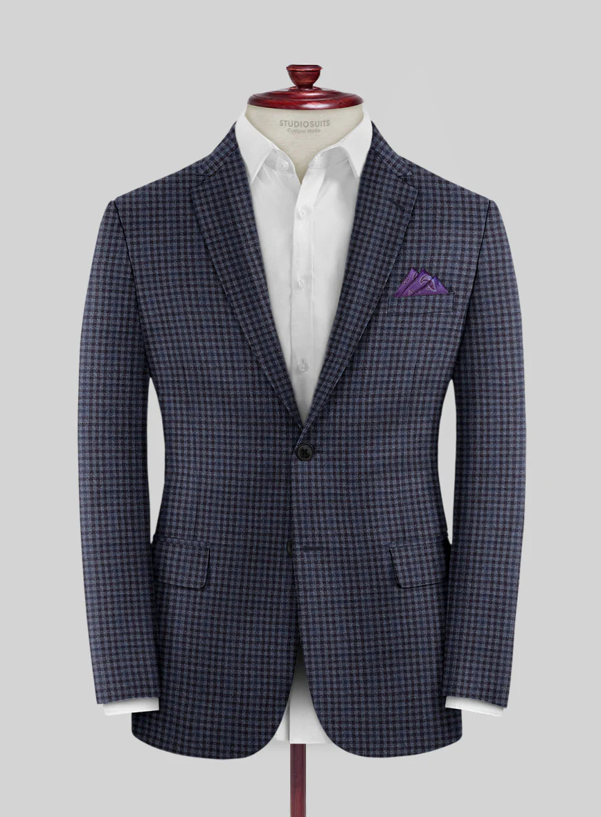 Reda Baez Blue Checks Wool Suit - Image 3