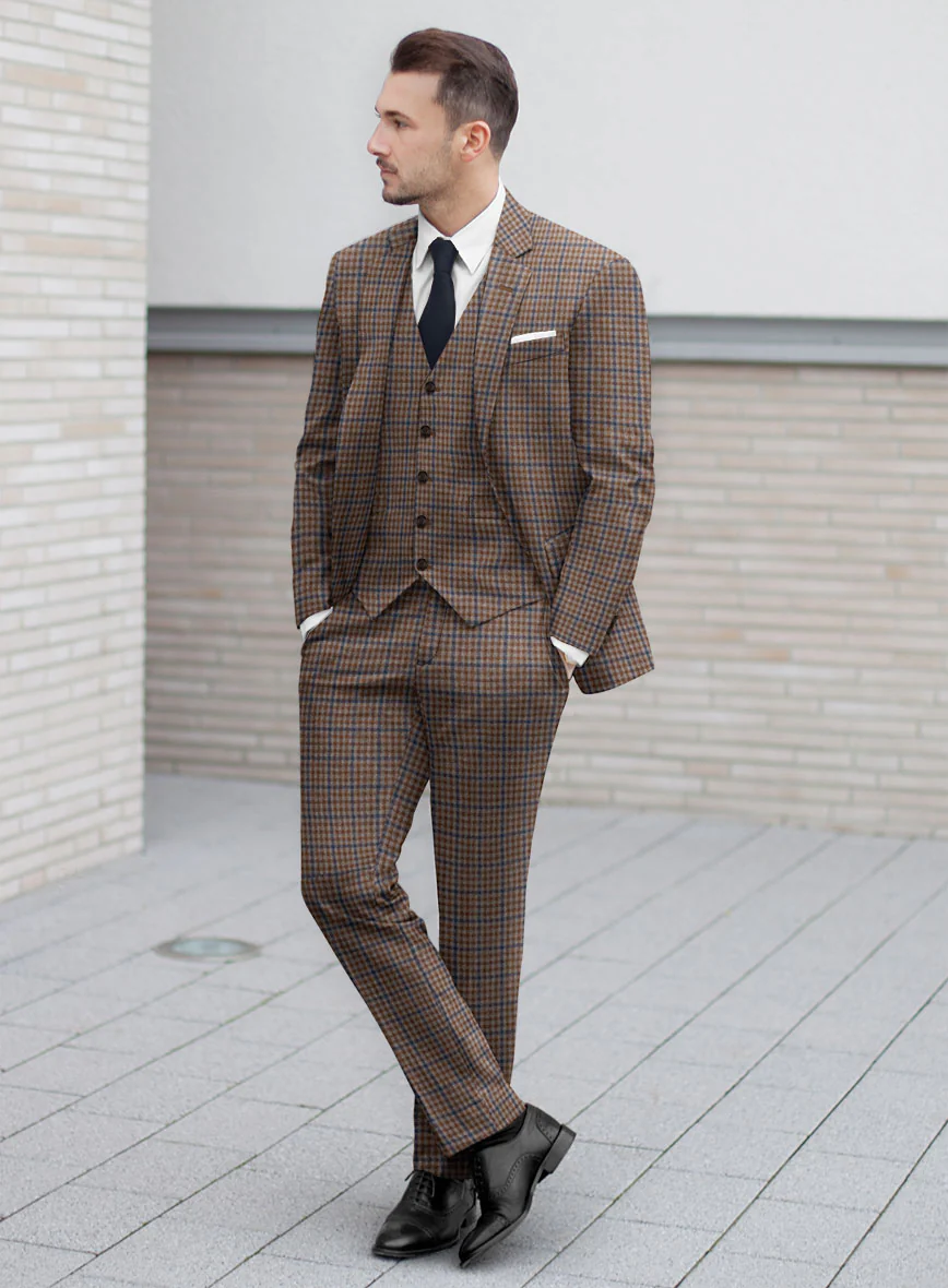 Reda Baez Brown Checks Wool Suit - Image 2