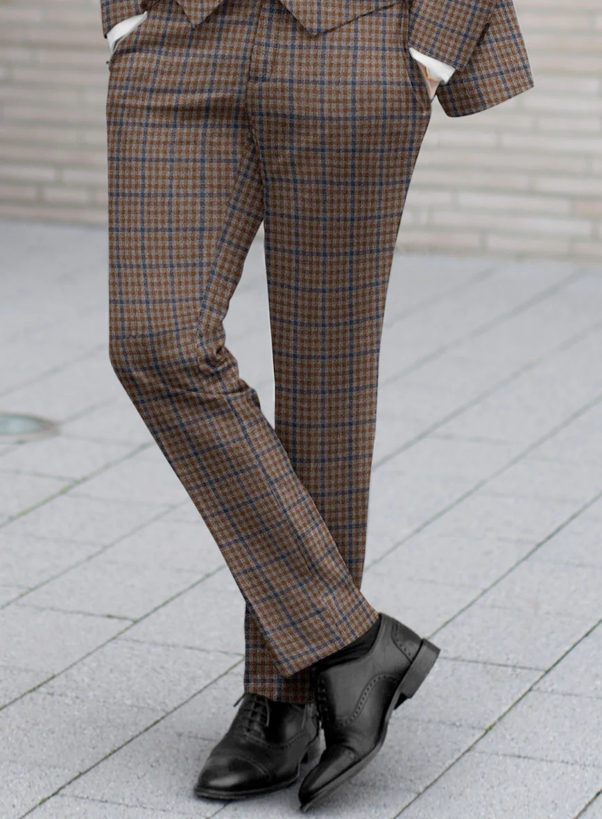 Reda Baez Brown Checks Wool Suit - Image 4