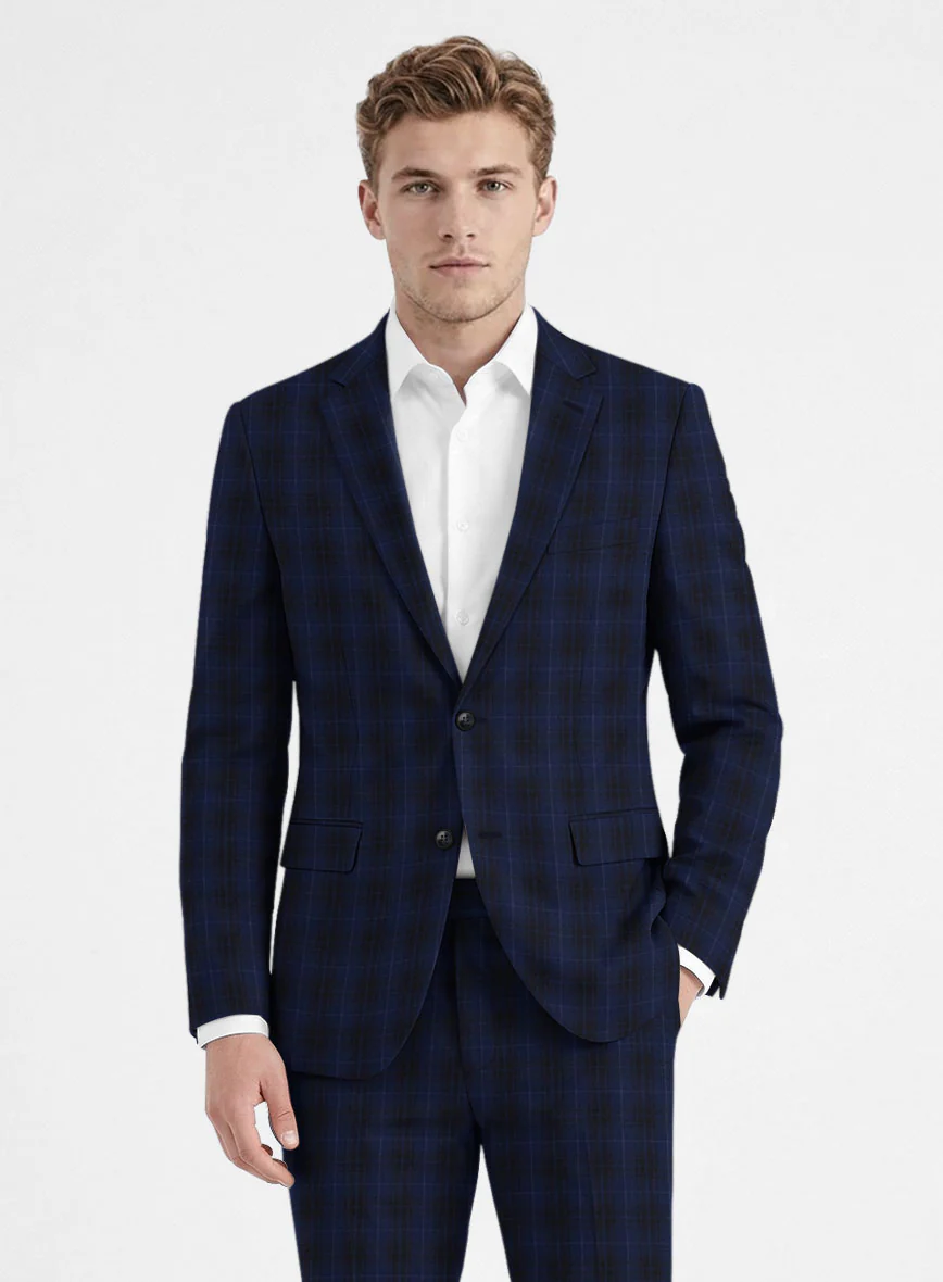 Reda Ballio Blue Checks Wool Suit - Image 4