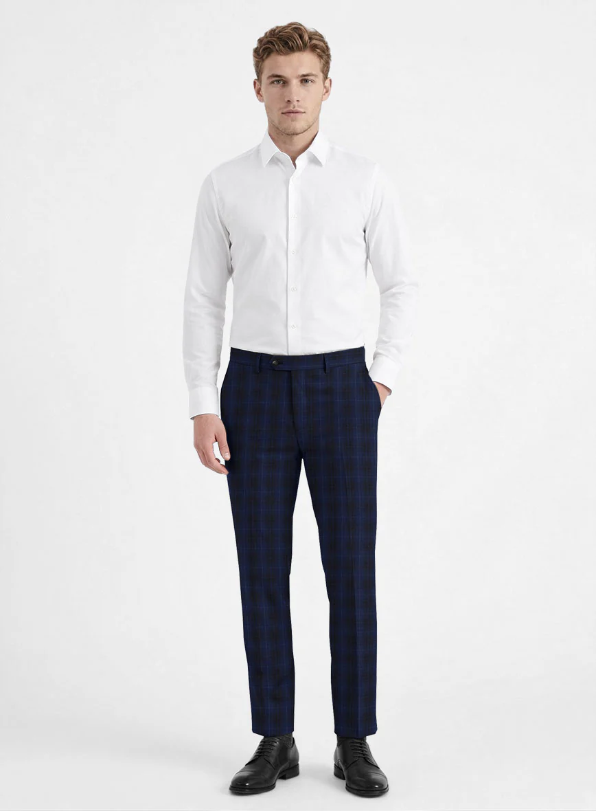 Reda Ballio Blue Checks Wool Pants - Image 2