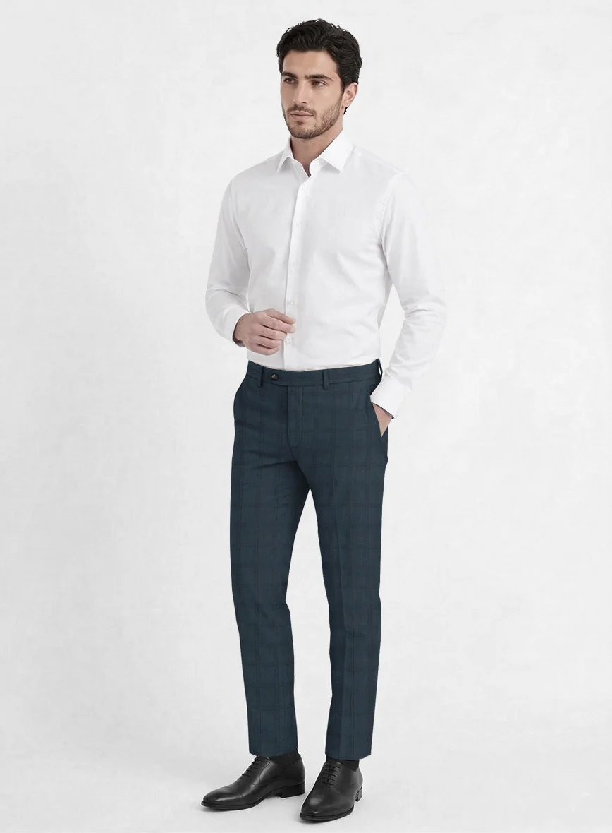 Reda Baltie Blue Checks Wool Pants - Image 3