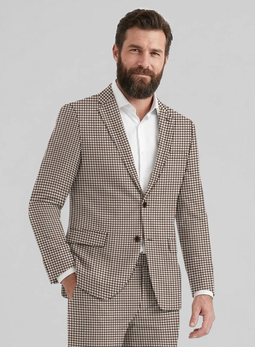 Reda Beltra Brown Checks Wool Jacket - Image 2