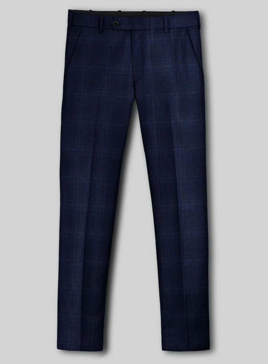 Reda Berato Blue Checks Wool Pants - Image 2