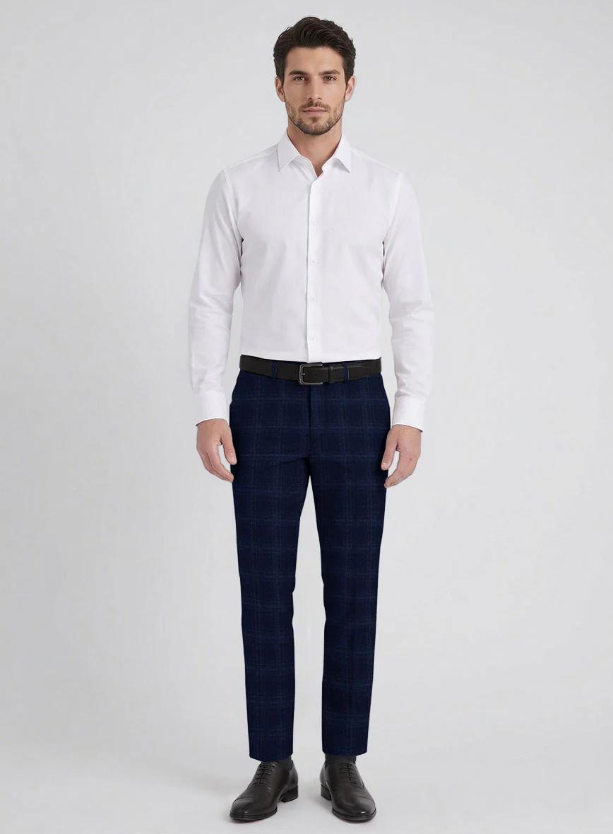 Reda Berato Blue Checks Wool Pants - Image 3