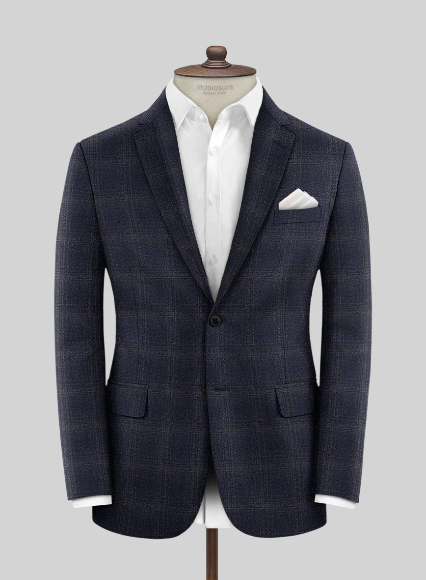 Reda Berato Navy Blue Checks Wool Suit - Image 3