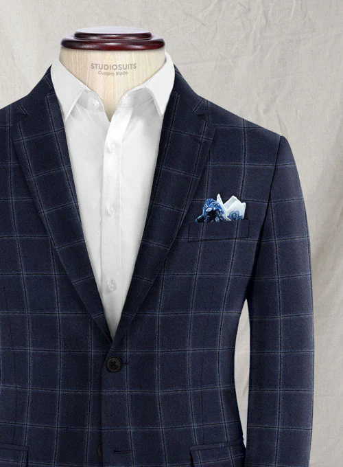 Reda Blue Checks Wool Suit - Image 4