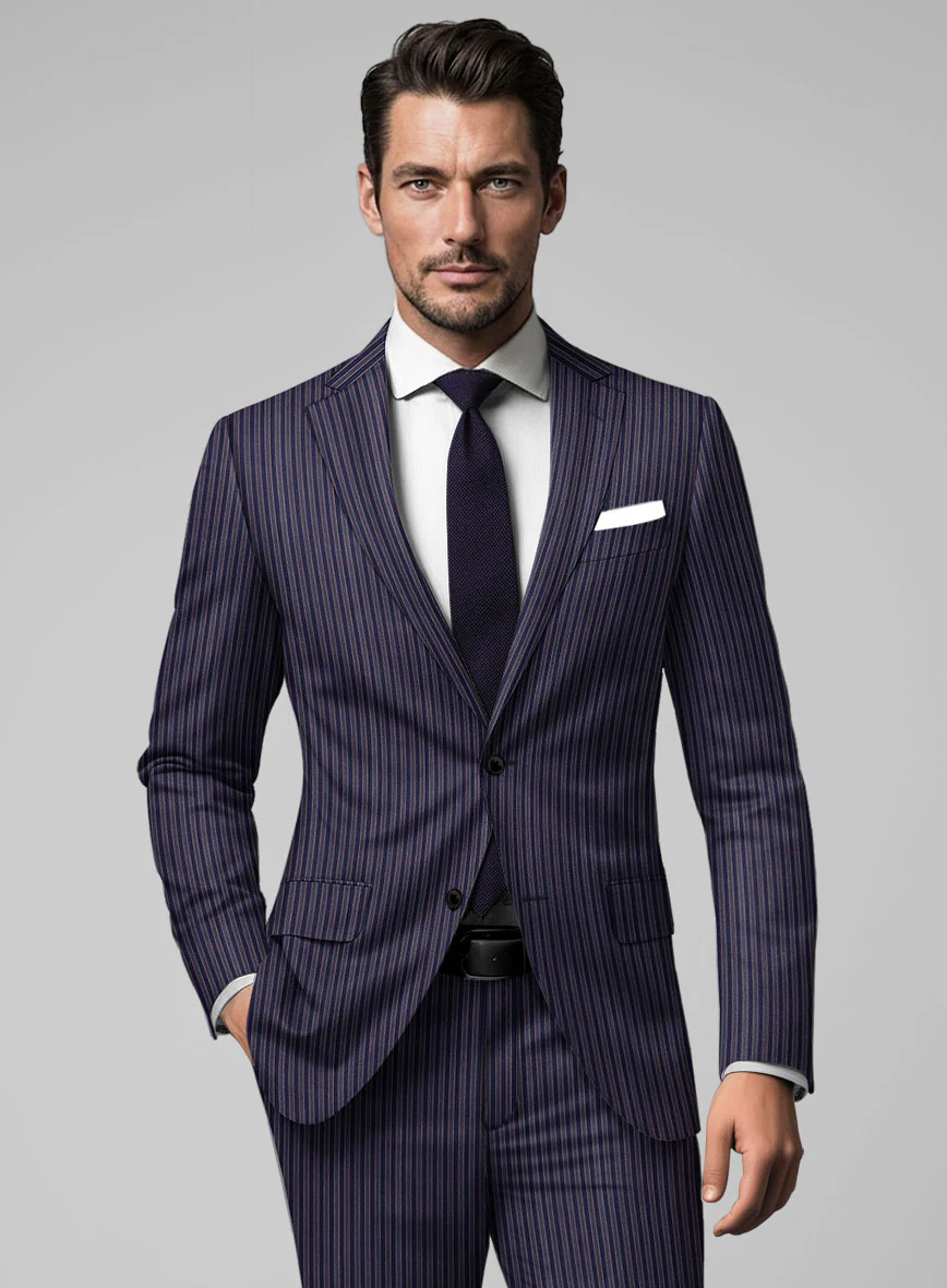 Reda Bravon Navy Blue Stripe Wool Suit - Image 3