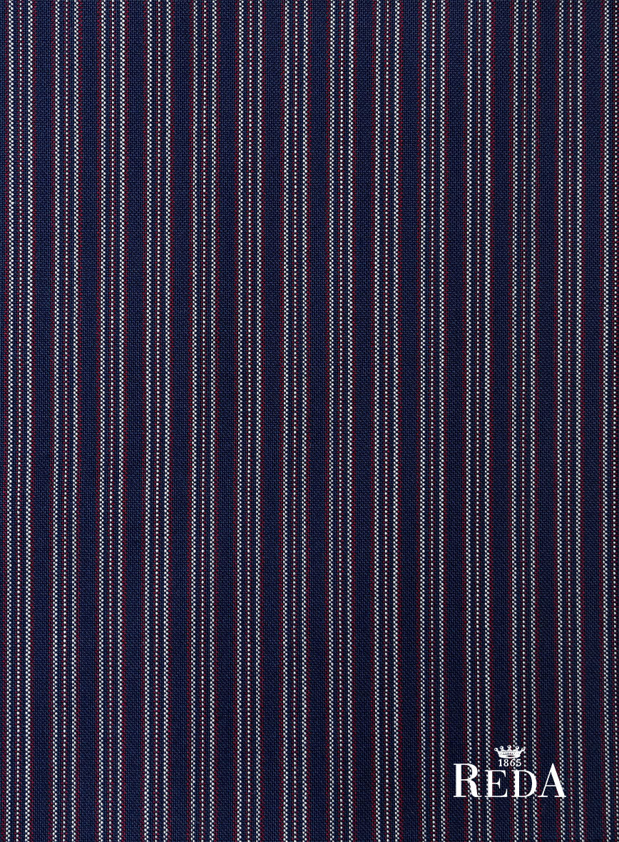 Reda Bravon Navy Blue Stripe Wool Pants - Image 3