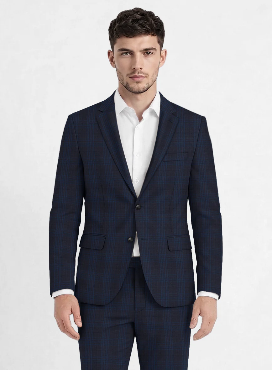 Reda Carli Blue Checks Wool Jacket - Image 2