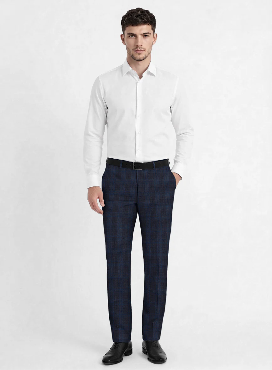 Reda Carli Blue Checks Wool Pants - Image 3