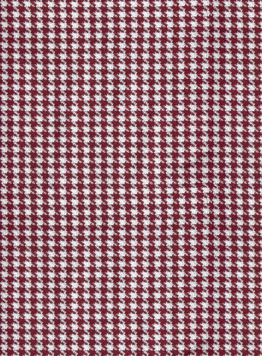Reda Carmine Red Houndstooth Wool Pants - Image 2