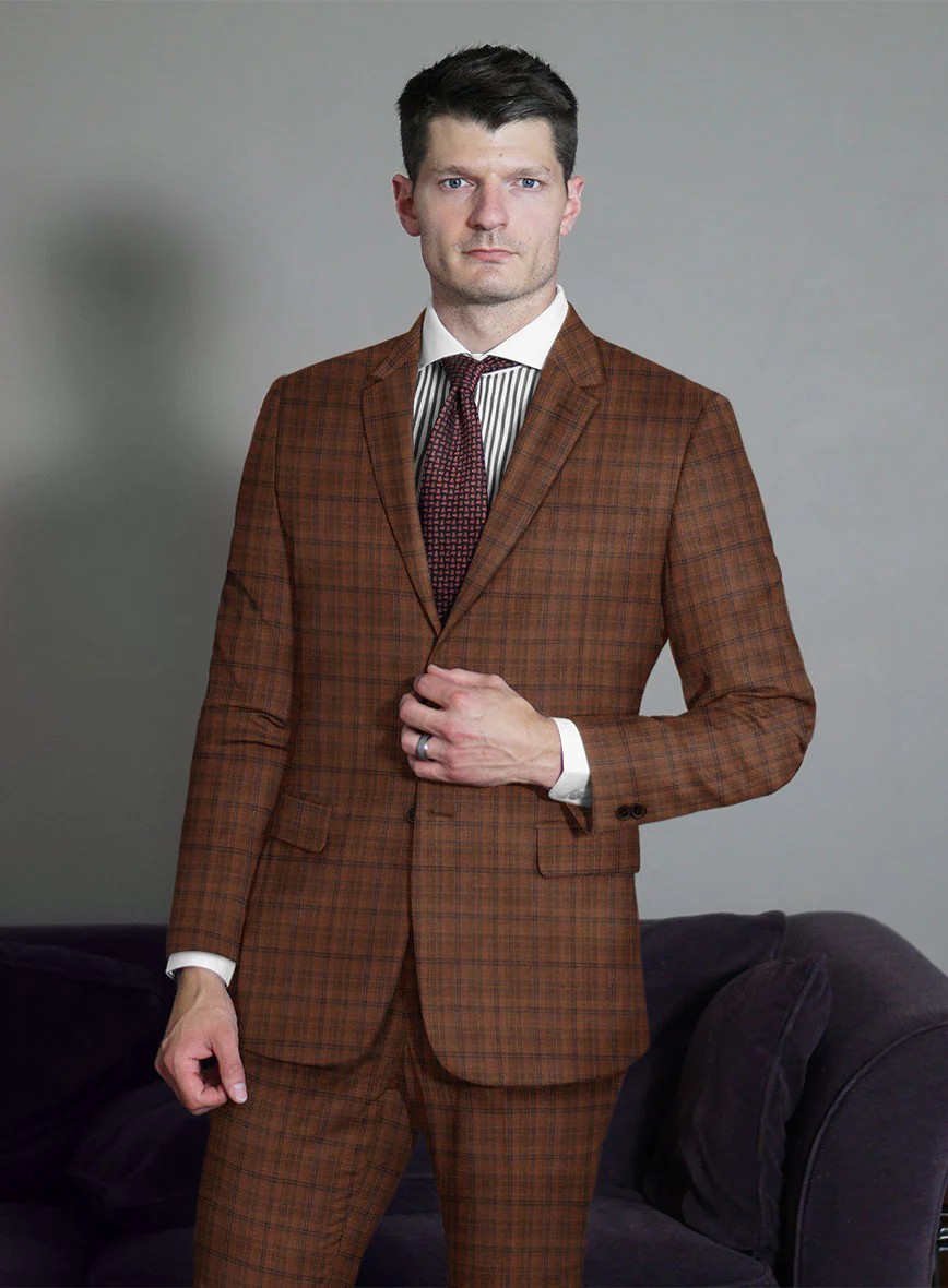 Reda Carrot Brown Checks Wool Suit - Image 2