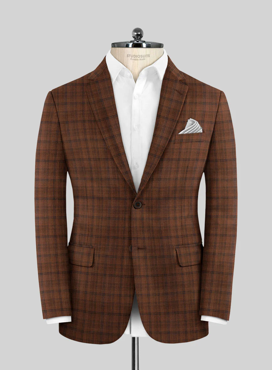 Reda Carrot Brown Checks Wool Suit - Image 3