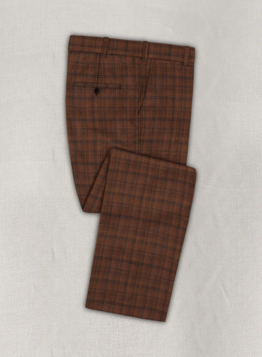 Reda Carrot Brown Checks Wool Suit - Image 4
