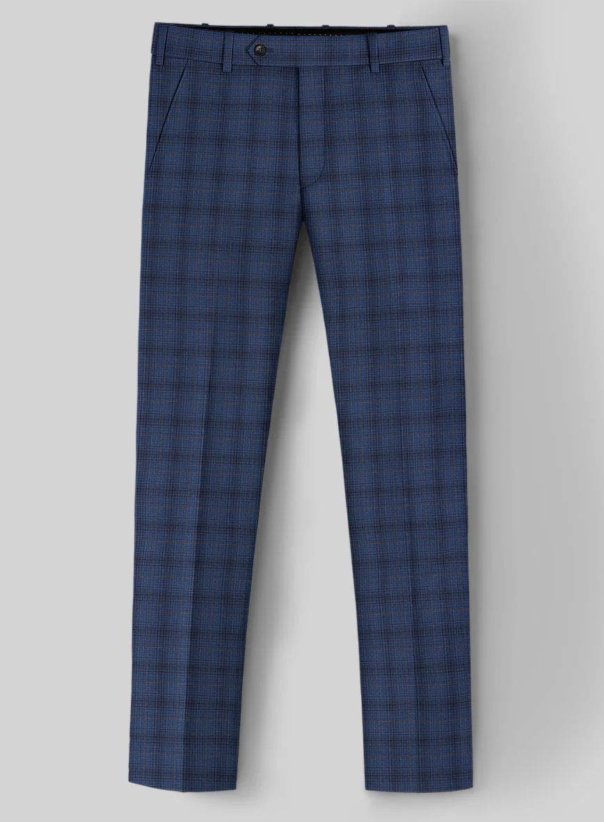 Reda Casal Blue Checks Wool Pants - Image 2