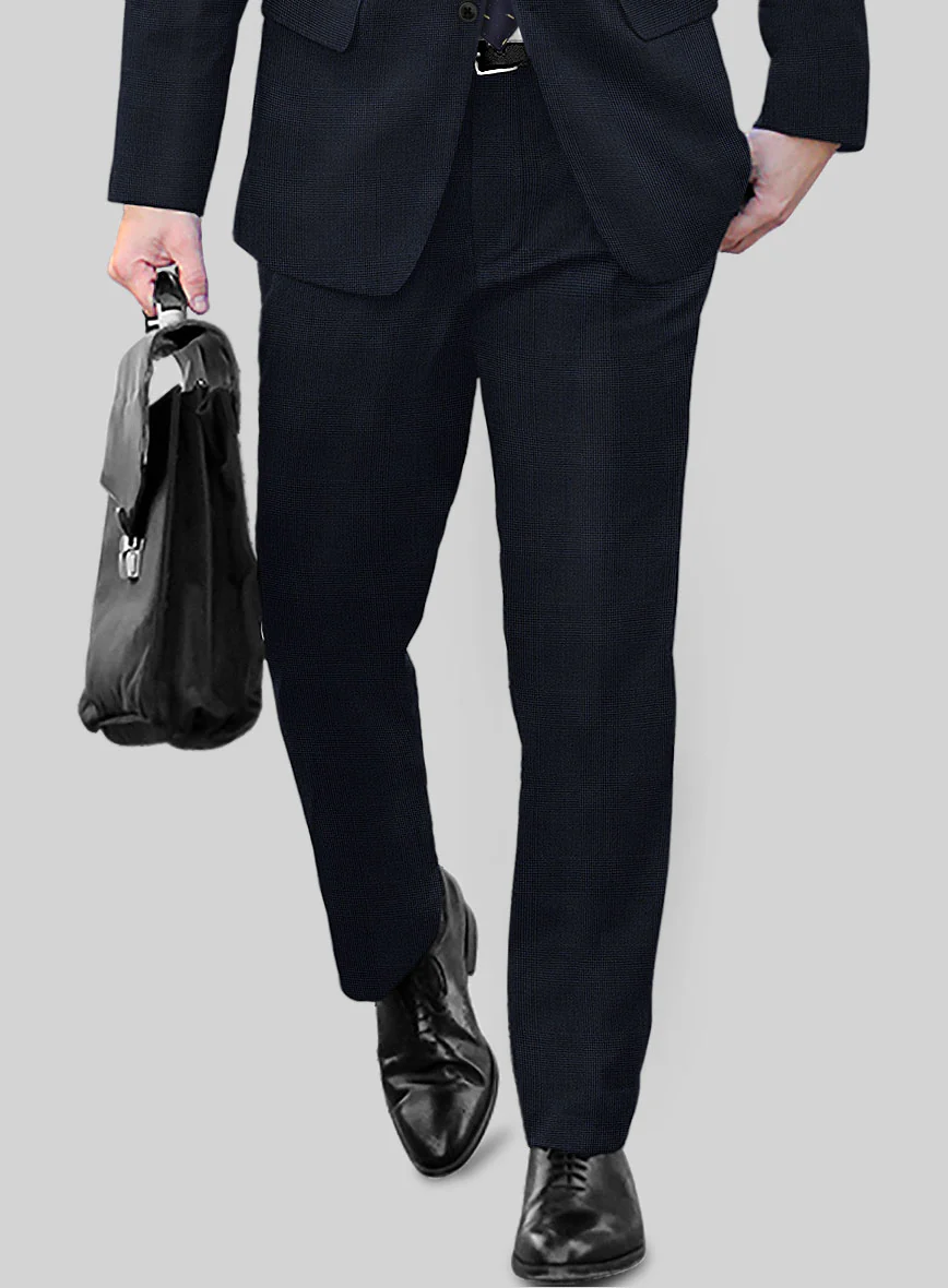 Reda Cashmere Blue Prince Of Wales Wool Pants - Image 2