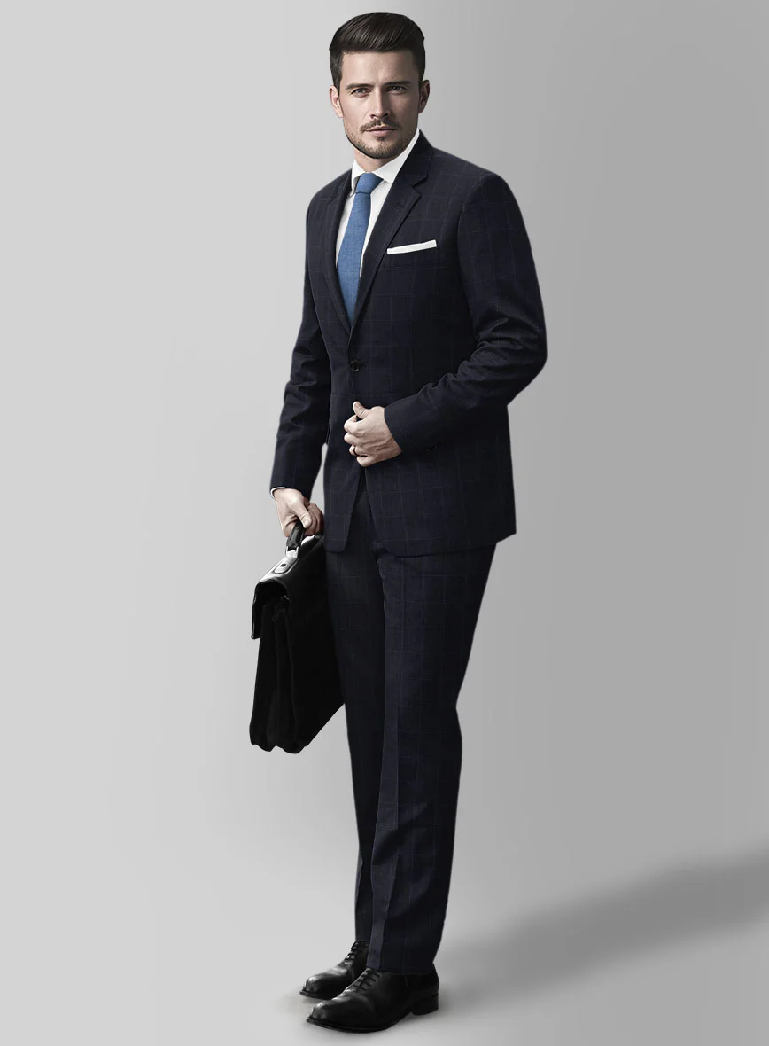 Reda Cashmere Blue Windowpane Wool Suit - Image 2
