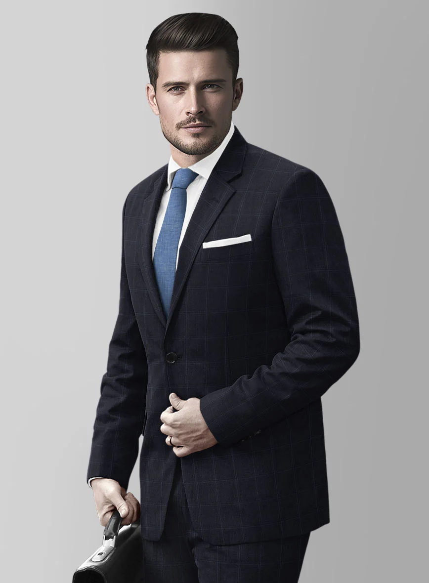 Reda Cashmere Blue Windowpane Wool Suit - Image 4