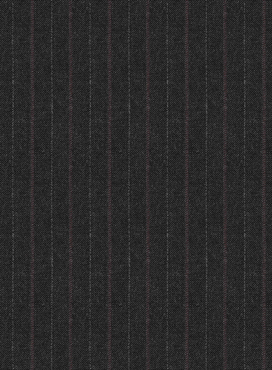 Reda Cashmere Dark Gray Stripe Wool Pants - Image 3