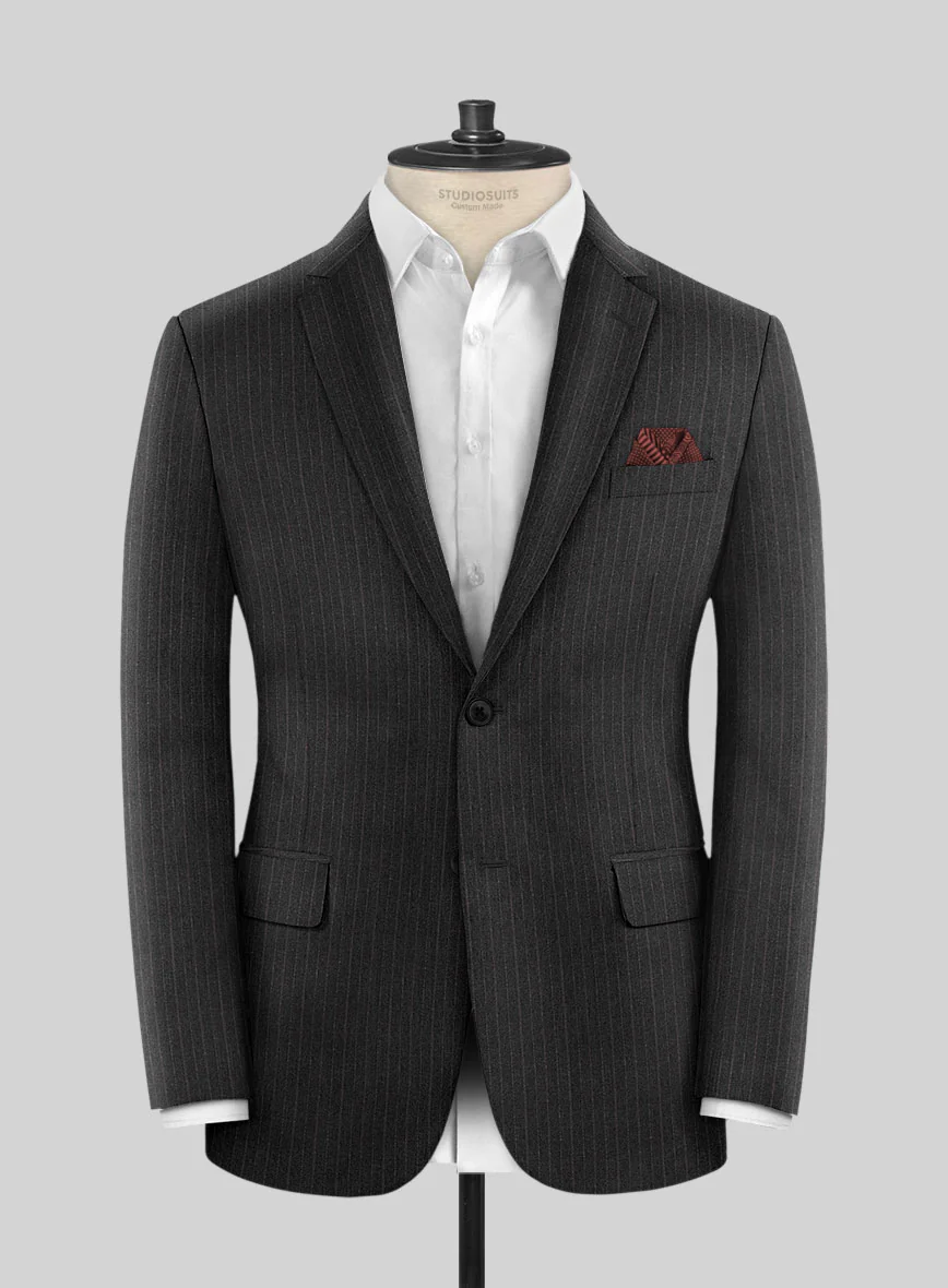 Reda Cashmere Dark Gray Stripe Wool Suit - Image 3