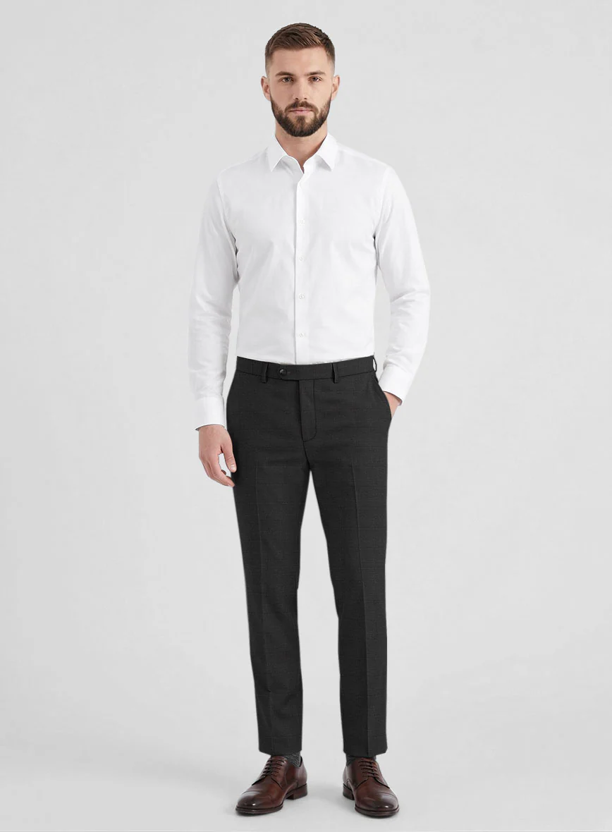 Reda Cashmere Dark Gray Windowpane Wool Pants - Image 3